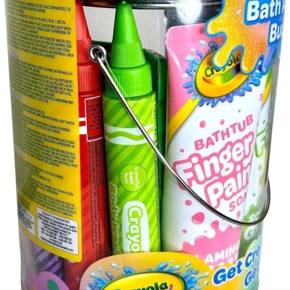 NWT Kids Crayola Bath Activity Bucket Finger Paint Color Soap Pens 30 Piece